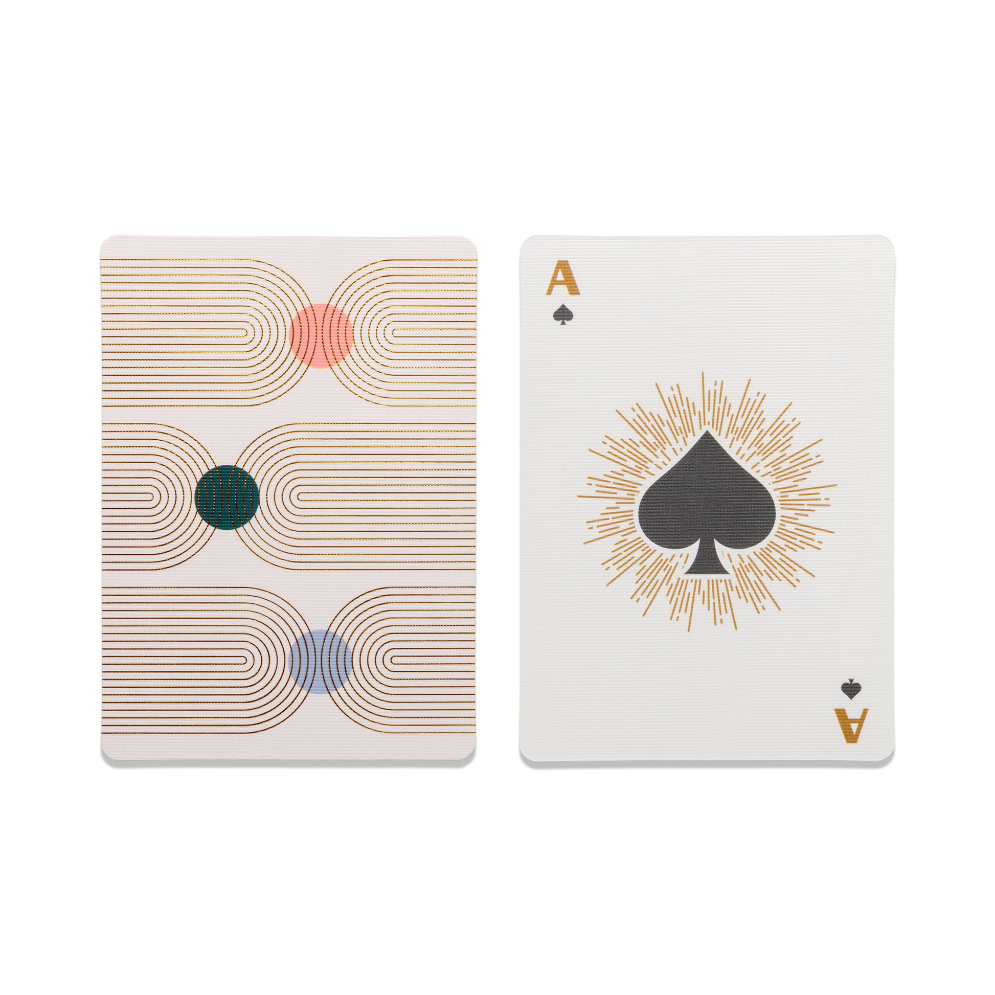 Playing Cards - Arches - one face down card with geometric design and ace of spades face up