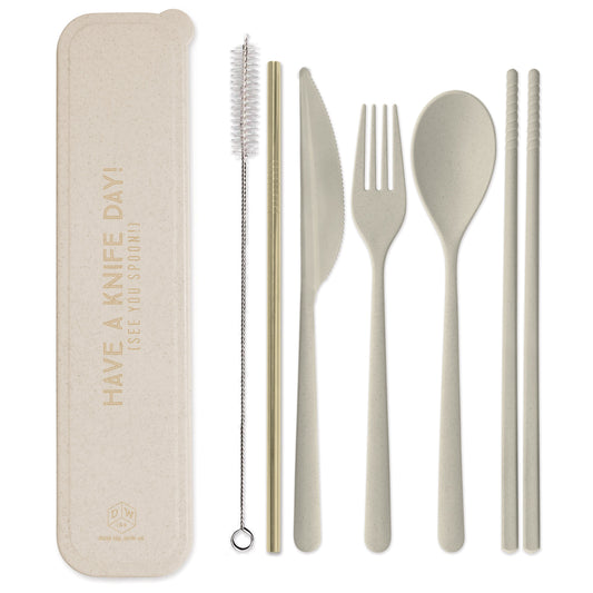 Portable Flatware Set - "Have A Knife Day! (See You Spoon!)"