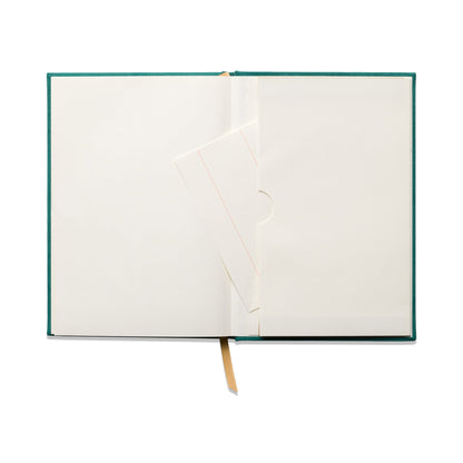 Hard Cover Suede Cloth Journal With Pocket - Linear Boxes interior with pocket folder