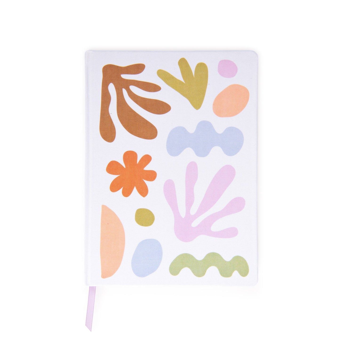 jumbo sized Matisse patterned journal with ribbon marker on white background