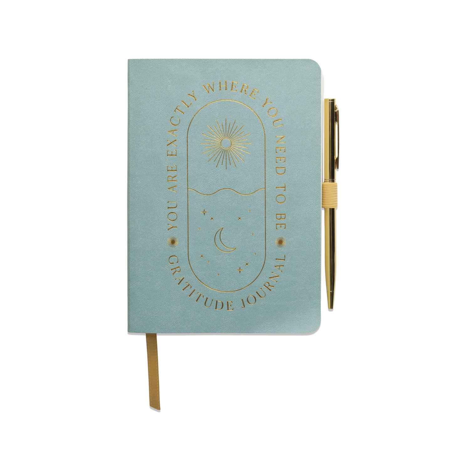 Gratitude Journal - You Are Exactly Where You Need To Be light blue with ribbon marker and pen