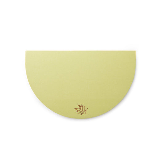 Half moon notepad with palm leaf embossed design