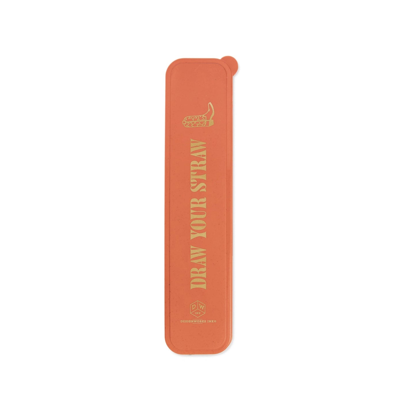 orange case with boot and text embossed in gold; text reads "Draw Your Straw"